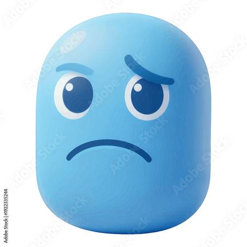 Sad Face Expression Blue 3d Icon