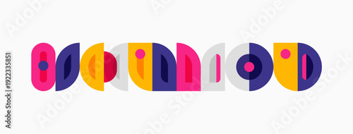 Colorful graphic displays word moodio. Letters feature rounded shapes, vibrant hues, playful design. Simple background enhances visual impact.