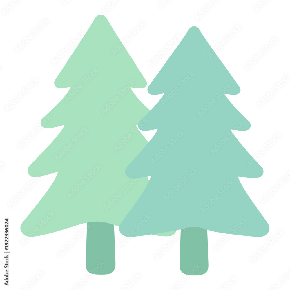 Fototapeta premium Two Green Pine Tree Vector Icons