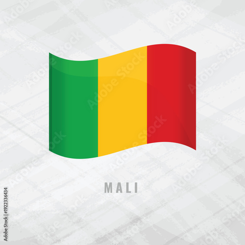 3d illustration waving flag of Mali. Vector flag of Mali on Grey Background . Symbol of Mali.