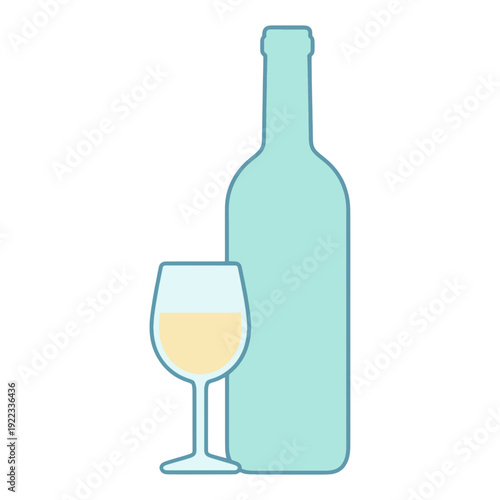 Wine Bottle And Glass Vector Icon