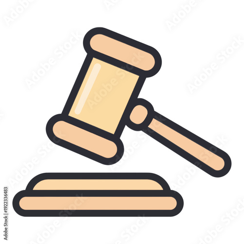 Wooden Gavel Icon Vector Illustration