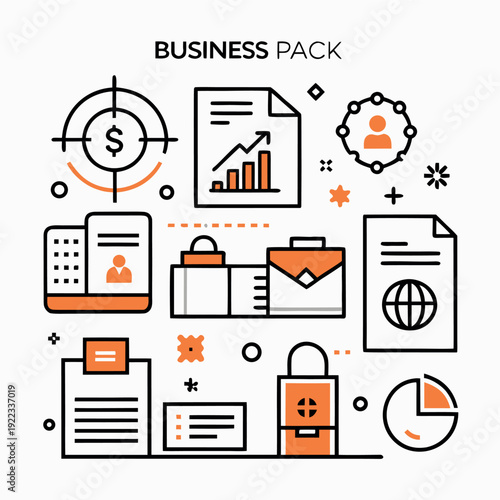 icon set like business documents marketing