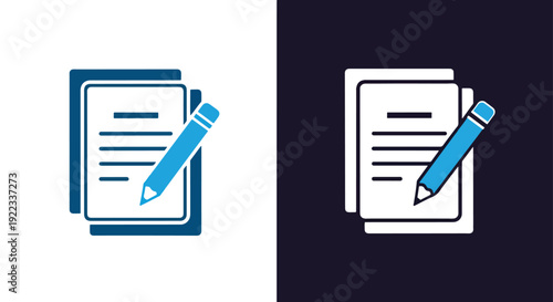 Checklist and pen flat design vector illustrationBlue icon set - Modern style icon - Vector icon set - Glyph and solid icon set - Icon vector - Flat Design Icon - line icon set