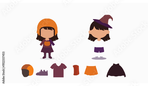 Educational Attention Game for Kids with Halloween and Sports Clothing Cartoon Vector