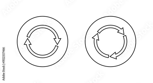 Refresh arrow outline icon in circular line. Sync, reload symbol. Rotation arrows sign