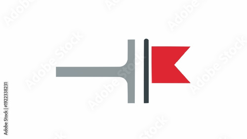 Red Flag on Gray Handle Attachment.