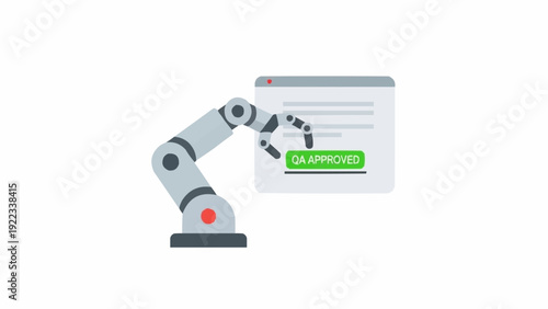 Robot arm interacting with digital screen.