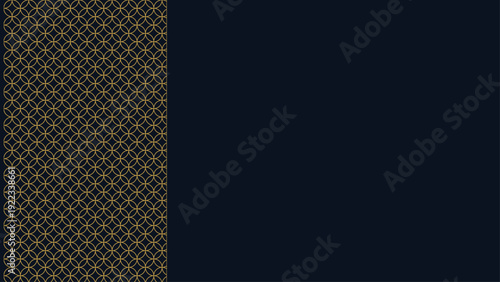 和風背景、濃紺に金の七宝繋ぎ文様を左側に配置した高級感のあるモダンな背景素材