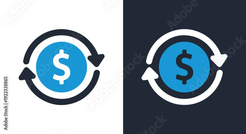 Money circulation arrows icon set flat design vector illustrationBlue icon set - Modern style icon - Vector icon set - Glyph and solid icon set - Icon vector - Flat Design Icon - line icon set