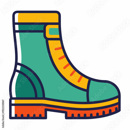 A vibrant illustration of a sturdy hiking boot, ready for outdoor adventures