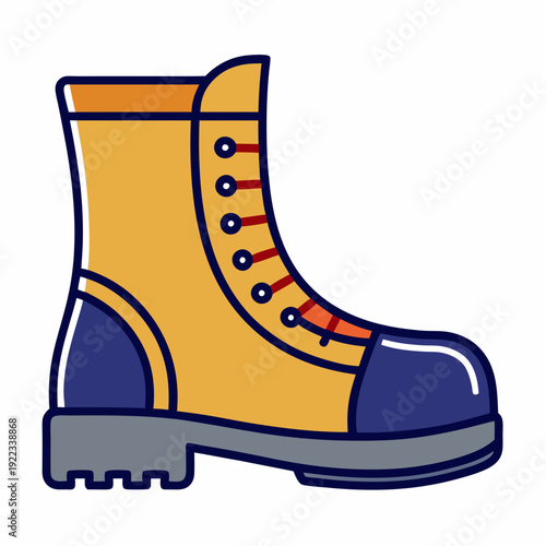 Durable and protective work boot icon with strong laces and reinforced toe