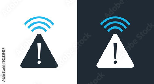 WiFi warning signal icons flat design vector illustrationBlue icon set - Modern style icon - Vector icon set - Glyph and solid icon set - Icon vector - Flat Design Icon - line icon set