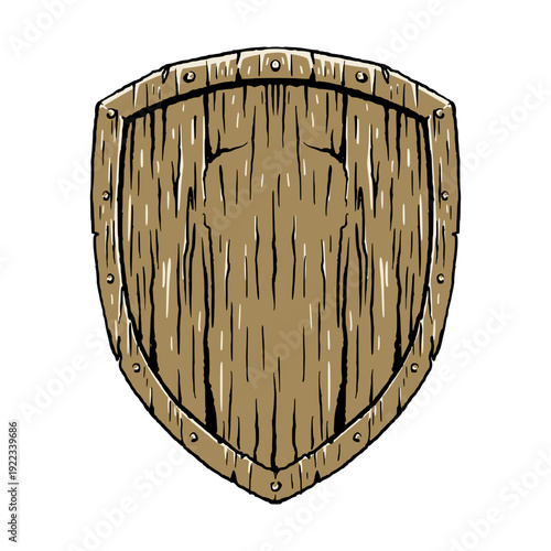 Riveted rustic wooden shield board western style vector