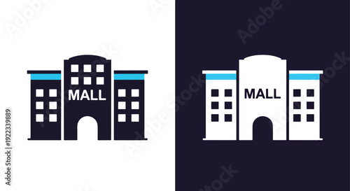 Shopping mall building flat design vector illustrationBlue icon set - Modern style icon - Vector icon set - Glyph and solid icon set - Icon vector - Flat Design Icon - line icon set