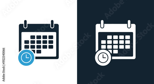 Calendar time icons flat design vector illustrationBlue icon set - Modern style icon - Vector icon set - Glyph and solid icon set - Icon vector - Flat Design Icon - line icon set