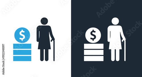 Disability financial support vector illustration setBlue icon set - Modern style icon - Vector icon set - Glyph and solid icon set - Icon vector - Flat Design Icon - line icon set