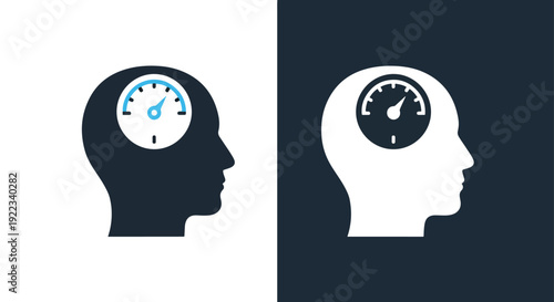 Time management brain vector illustration flat designBlue icon set - Modern style icon - Vector icon set - Glyph and solid icon set - Icon vector - Flat Design Icon - line icon set