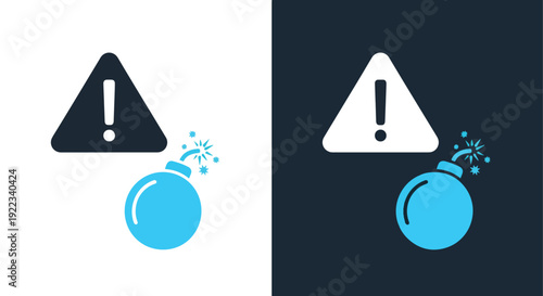 Ice warning signs flat design vector illustrationBlue icon set - Modern style icon - Vector icon set - Glyph and solid icon set - Icon vector - Flat Design Icon - line icon set