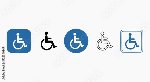 Wheelchair Accessibility Icon Set - Universal Disability Symbol Collection