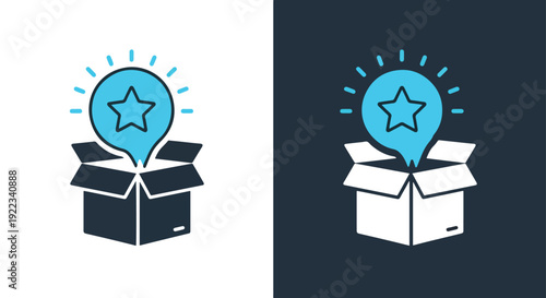 Gift box with star surprise vector illustrationBlue icon set - Modern style icon - Vector icon set - Glyph and solid icon set - Icon vector - Flat Design Icon - line icon set
