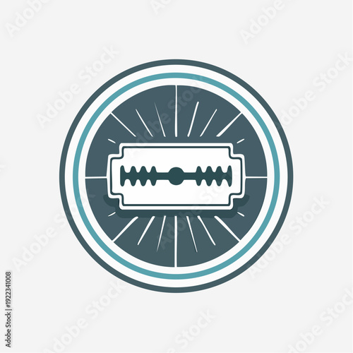 Vintage double-edged razor blade icon for men's grooming, barbershop signs, or sharp design concepts
