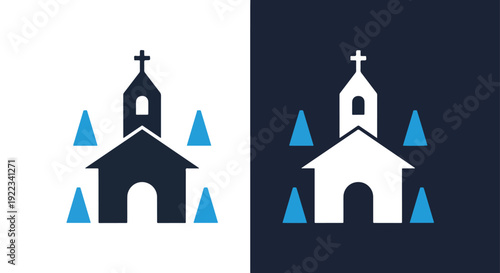 Church icon set flat design vector illustrationBlue icon set - Modern style icon - Vector icon set - Glyph and solid icon set - Icon vector - Flat Design Icon - line icon set