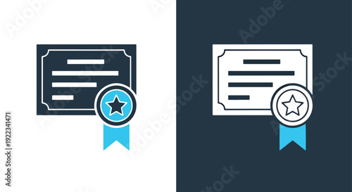 Award badge icons vector illustration flat designBlue icon set - Modern style icon - Vector icon set - Glyph and solid icon set - Icon vector - Flat Design Icon - line icon set