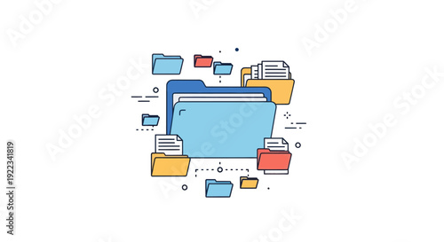 Collection of colorful digital folders and documents for organization.