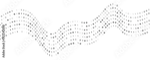 Abstract binary code wave of ones and zeros. Vector graphic pattern with digital stream