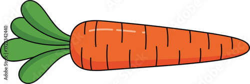 Cute carrot vegetable cartoon illustration fresh organic healthy food flat icon simple farm produce design isolated