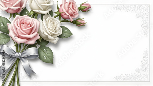 Elegant Sympathy Card with Roses and Copy Space – Floral Condolence Illustration Template