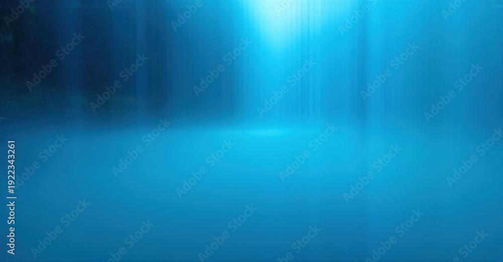 Obraz premium Abstract blue background. Light beams descend into hazy depths. Calm, serene, ethereal mood. Minimalist composition.