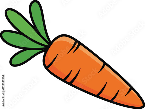 Cartoon carrot vegetable icon colorful cute food illustration simple hand drawn orange carrot with green leaves isolated