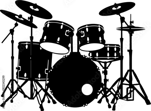 Musical Drum set silhouette vector illustration