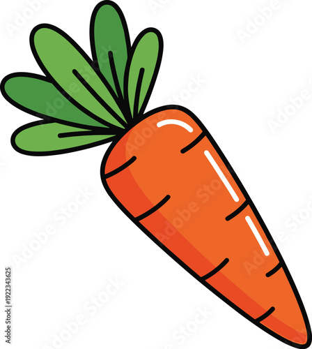 Cartoon carrot vegetable icon illustration featuring fresh organic food design for healthy nutrition farming agriculture and vegan lifestyle concepts