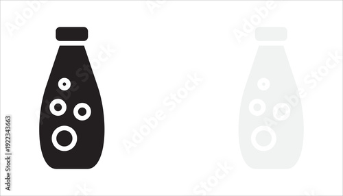 Minimalist editable stroke vector icon of milk bottle with bubbles. Suitable for dairy products, beverage packaging, nutrition, organic food, and grocery themes.