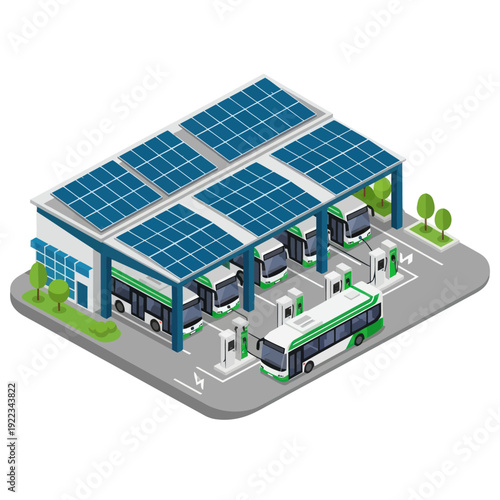 Solar Panels on Modern Industrial Building.