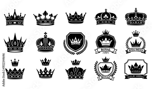 Heraldic Royal Crown Collection – Luxury Imperial Logo and Label Vector Set