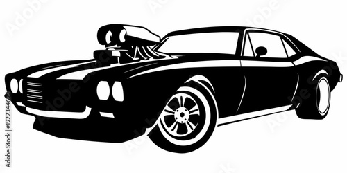 Classic Muscle Car Supercharger Silhouette Vector