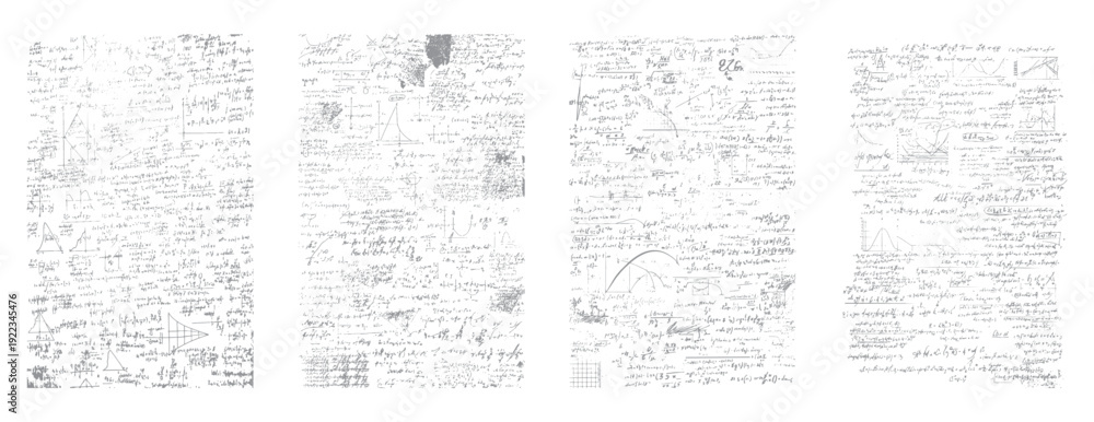 Obraz premium Handwritten mathematical equations and scientific diagrams on aged paper texture mathematics science