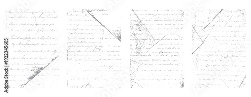 Faded handwritten script on aged paper with diagonal lines and scattered dots