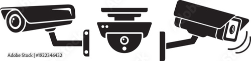 cctv icon set isolated on white background.