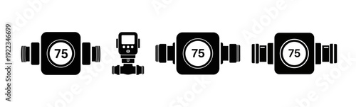 A concept display of thermostatic radiator valve icons and heating control units, representing modern energy management and precise temperature regulation in building infrastructure systems