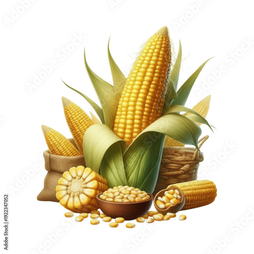 Fresh Corn Harvest Illustration