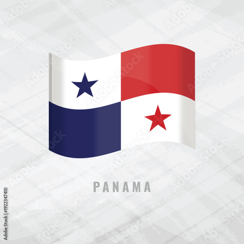 3d illustration waving flag of Panama.Vector flag of Panama.on Grey Background with copy space. Symbol of Panama.