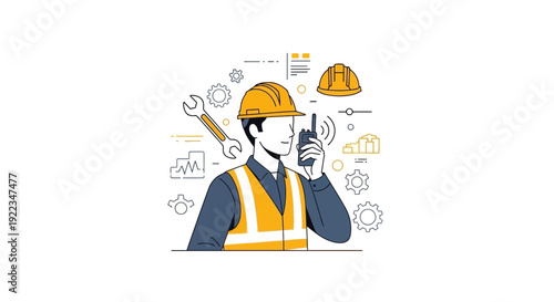 Construction Worker Talking on Mobile Phone 4.
