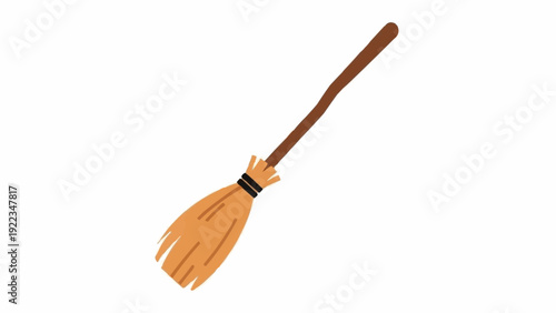 Traditional Wooden Broom with Long Handle.