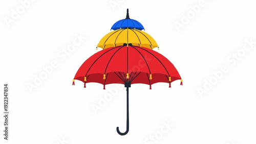 Colorful Stacked Umbrellas with Curved Handle.