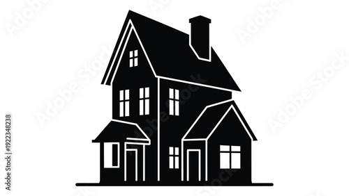 A large house with a smaller house and a garage isolated on white background, Vector